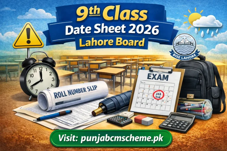 9th Class Date Sheet 2026 Lahore Board