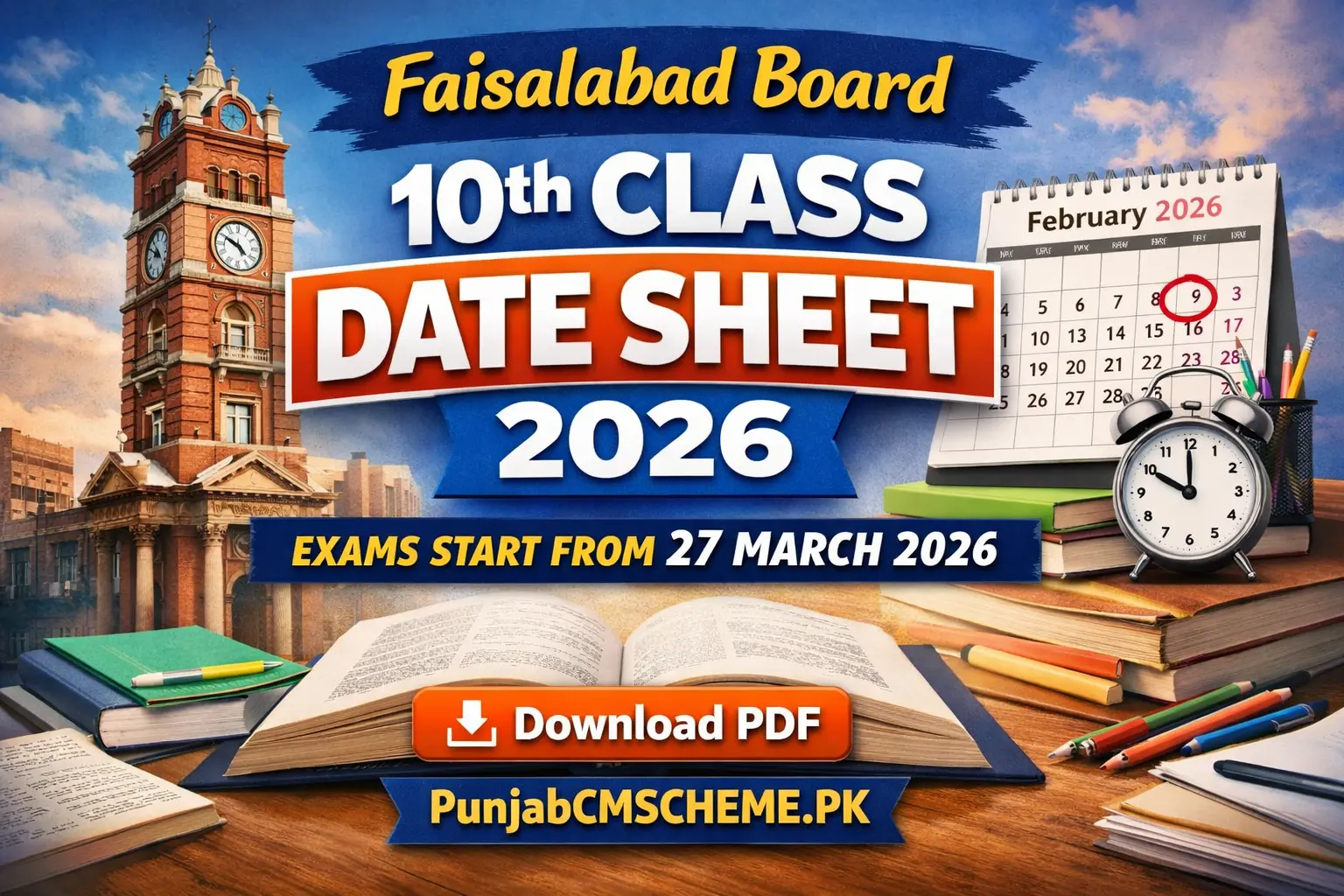 Faisalabad Board 10th Class Date Sheet 2026